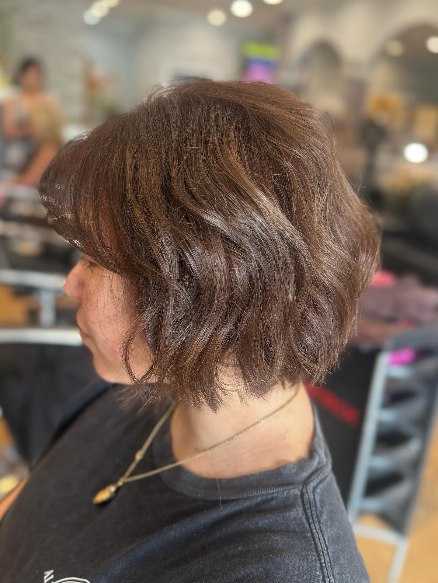 Textured Caramel French Bob with Soft Waves