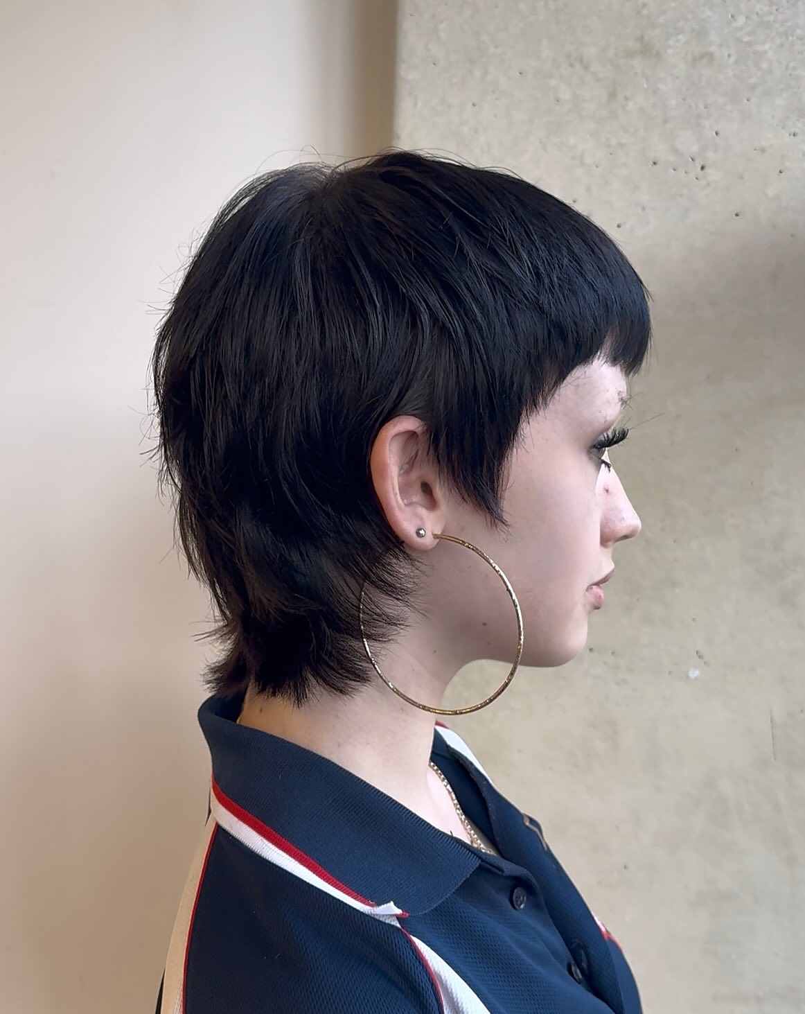 Textured Short Mullet with Soft Bangs