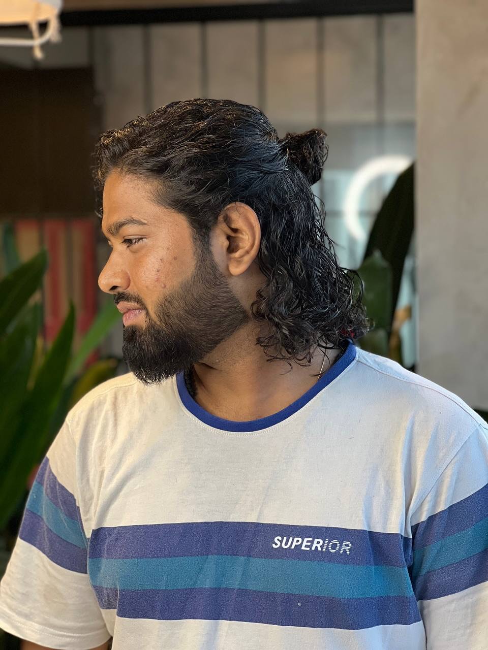Textured Top Knot with Flowing Wavy Layers