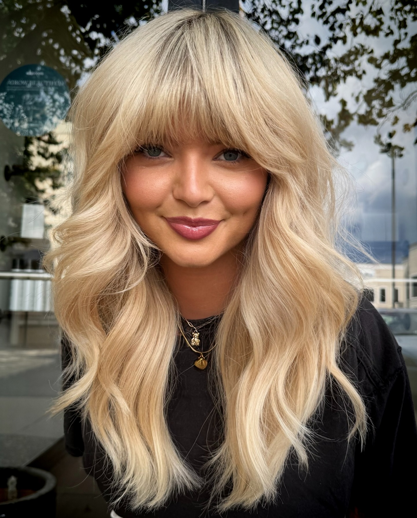 Beachy Blonde Shag with Textured Bangs