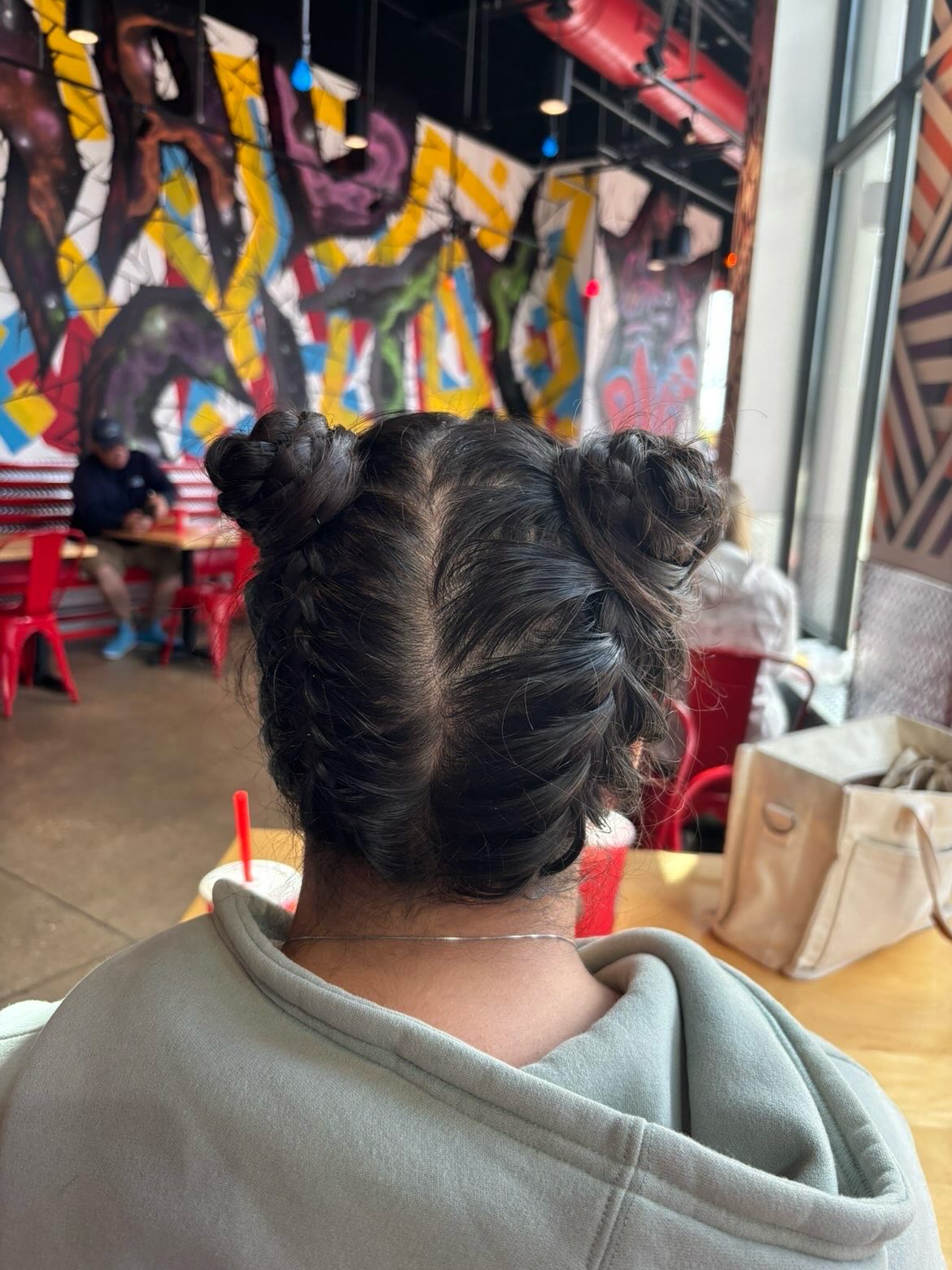 Braided Top-Knot Duo with Natural Textured Waves