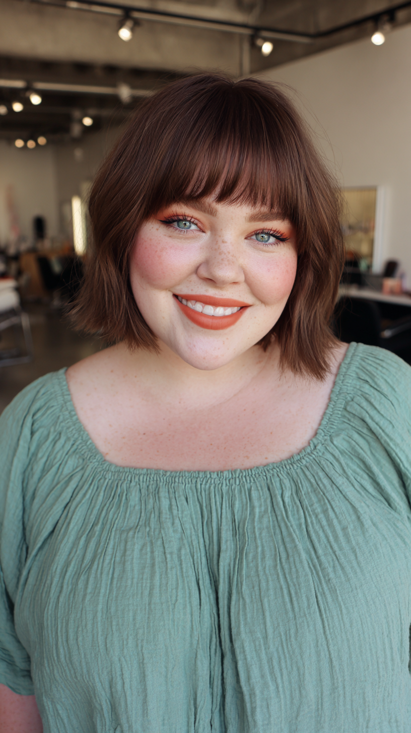 Charming Textured Lob with Soft Bangs