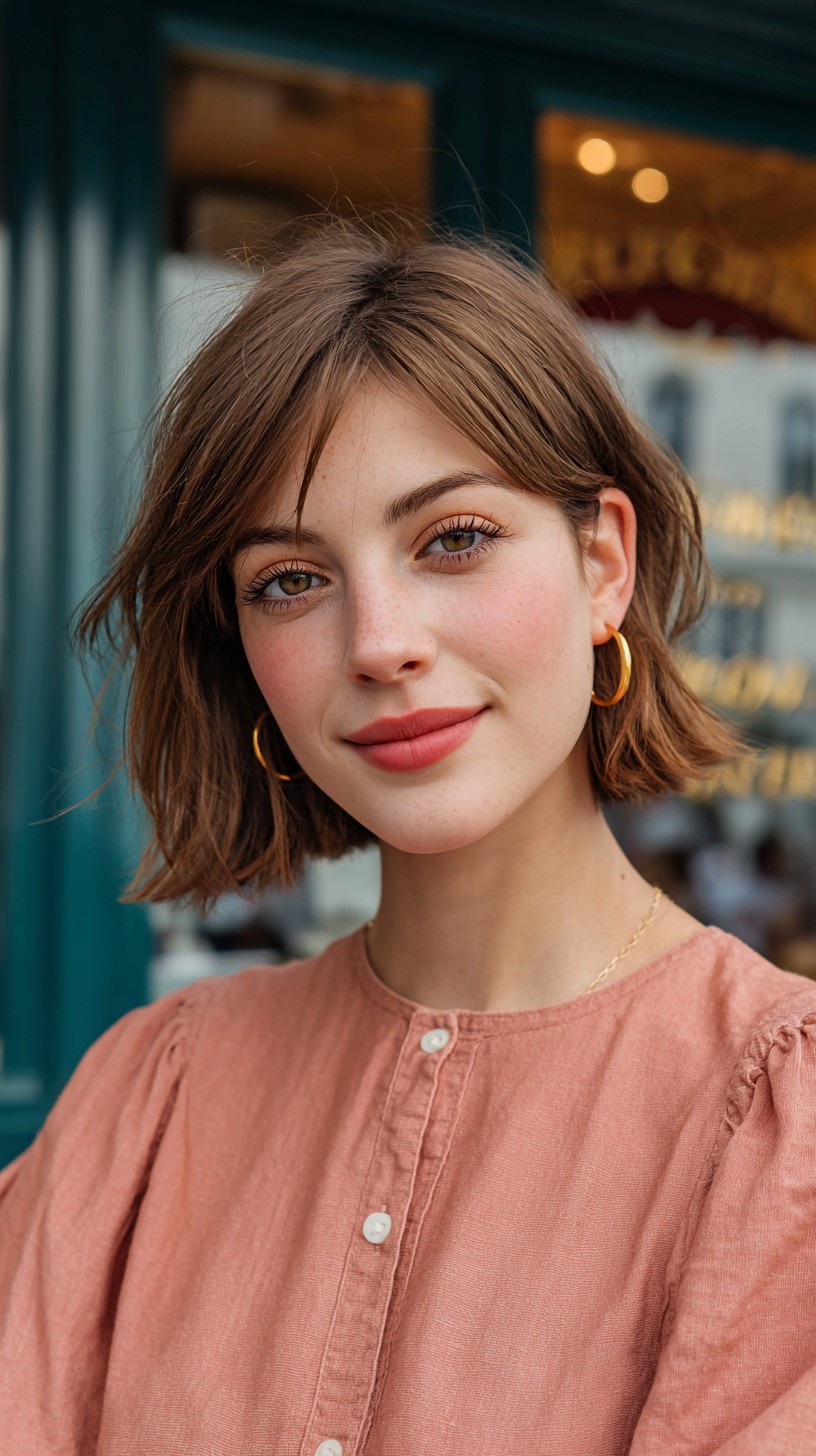 Chic Copper Bob with Textured Waves