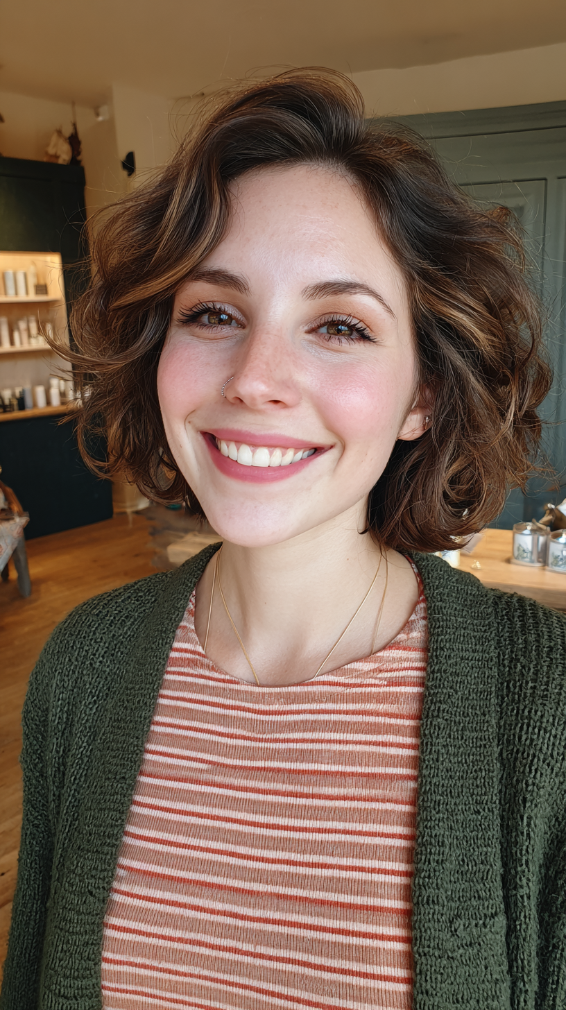 Chic Curly Bob with Soft Volume