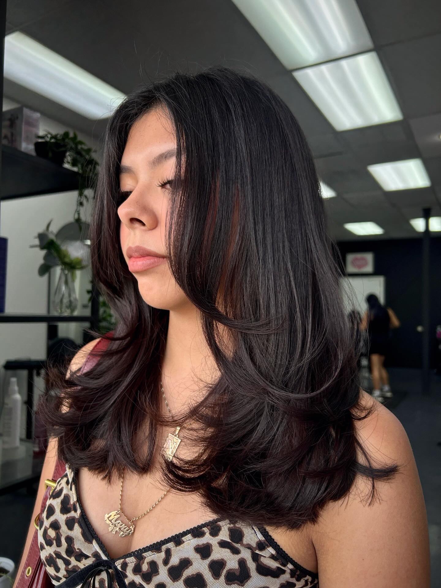 Chic Layered Blowout with Subtle Highlights