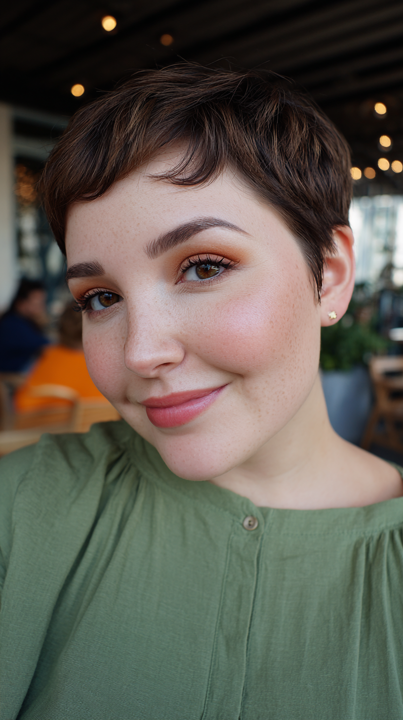 Chic Short Pixie Cut with Soft Textured Bangs