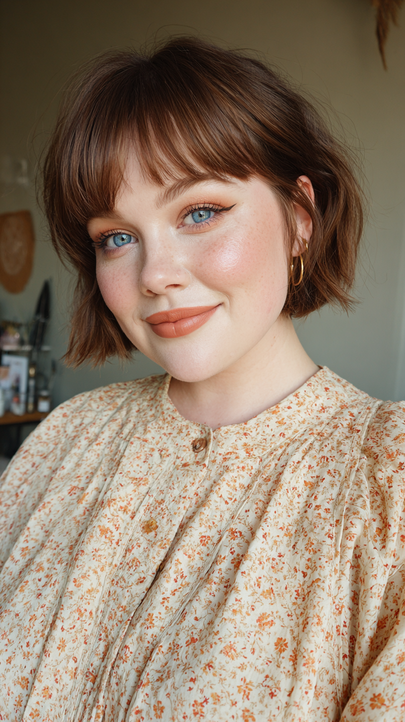 Chic Textured Bob with Wispy Bangs