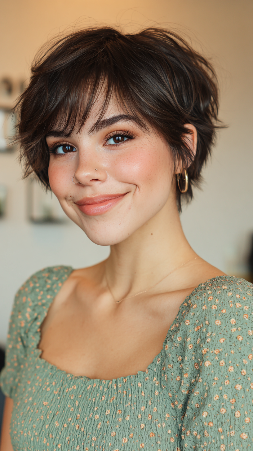 Choppy Textured Pixie Cut with Wispy Bangs