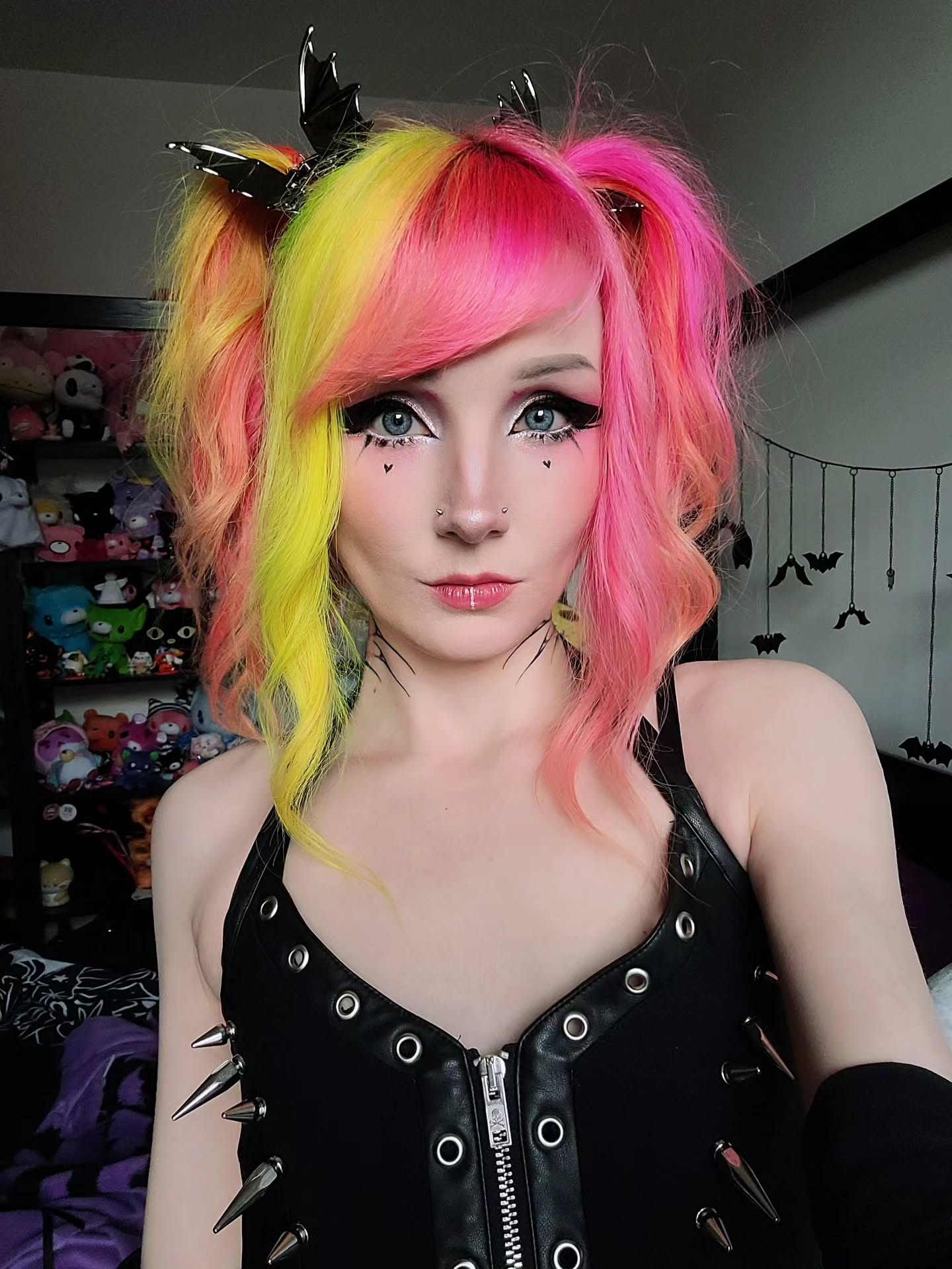 Colorful Youthful Pigtails with Bold Contrast