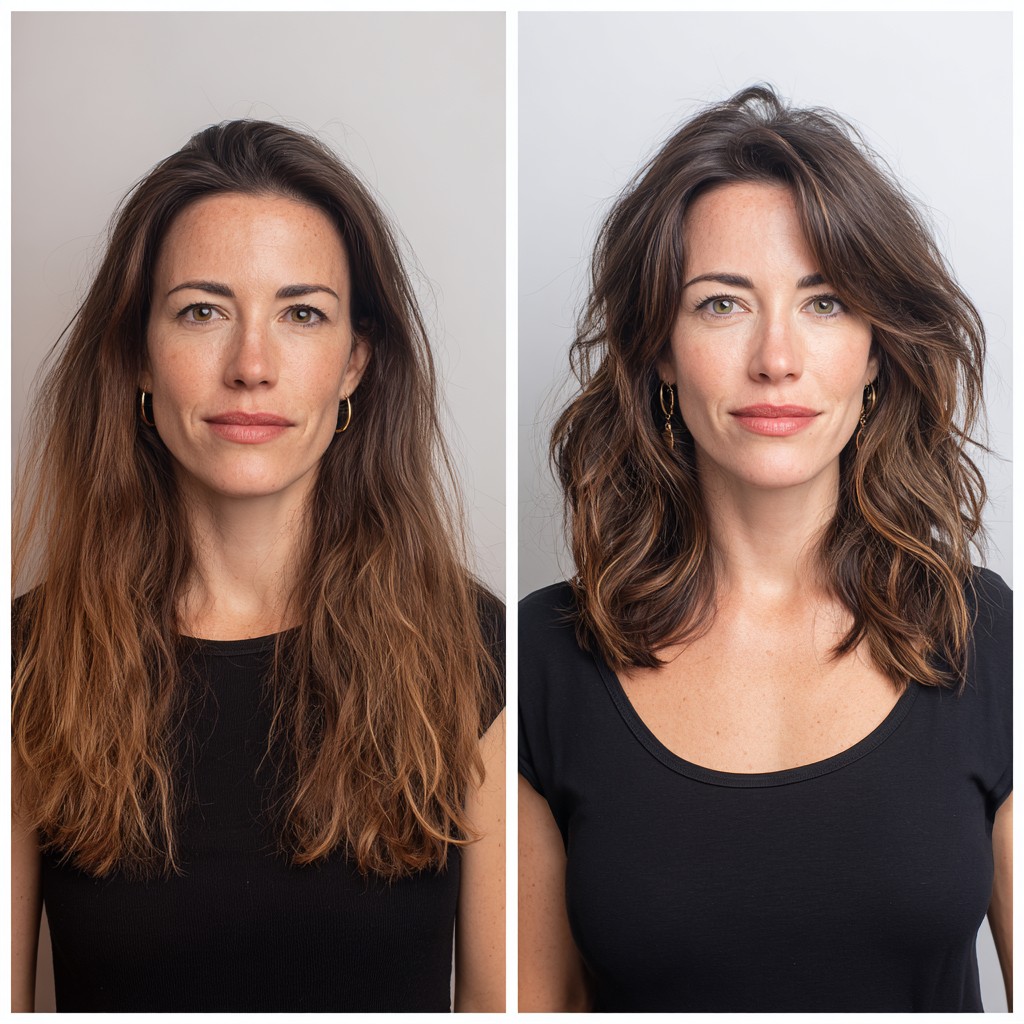 Effortlessly Chic Medium-Length Layered Transformation