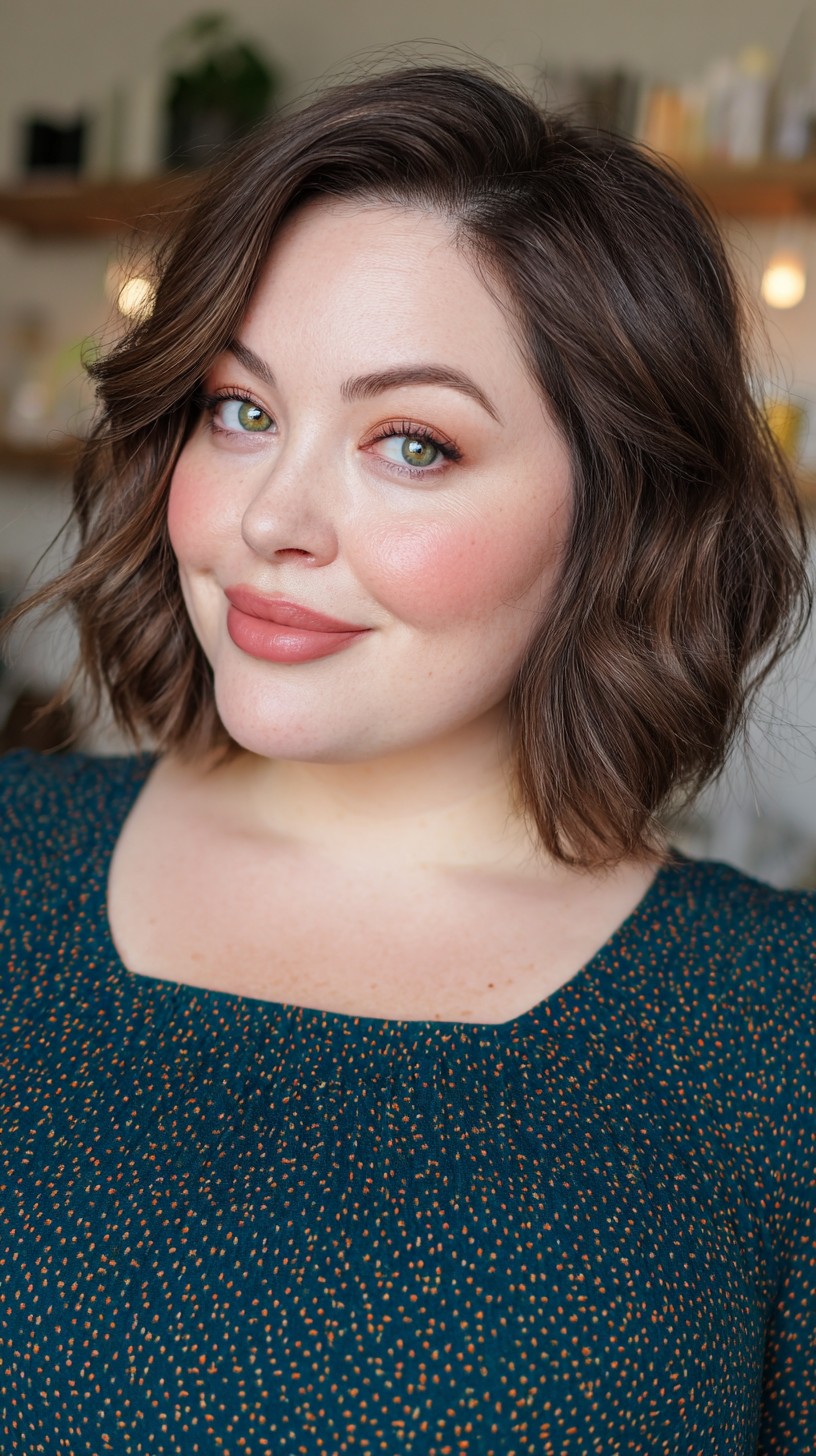 Elegant Brunette Waves with Subtle Highlights