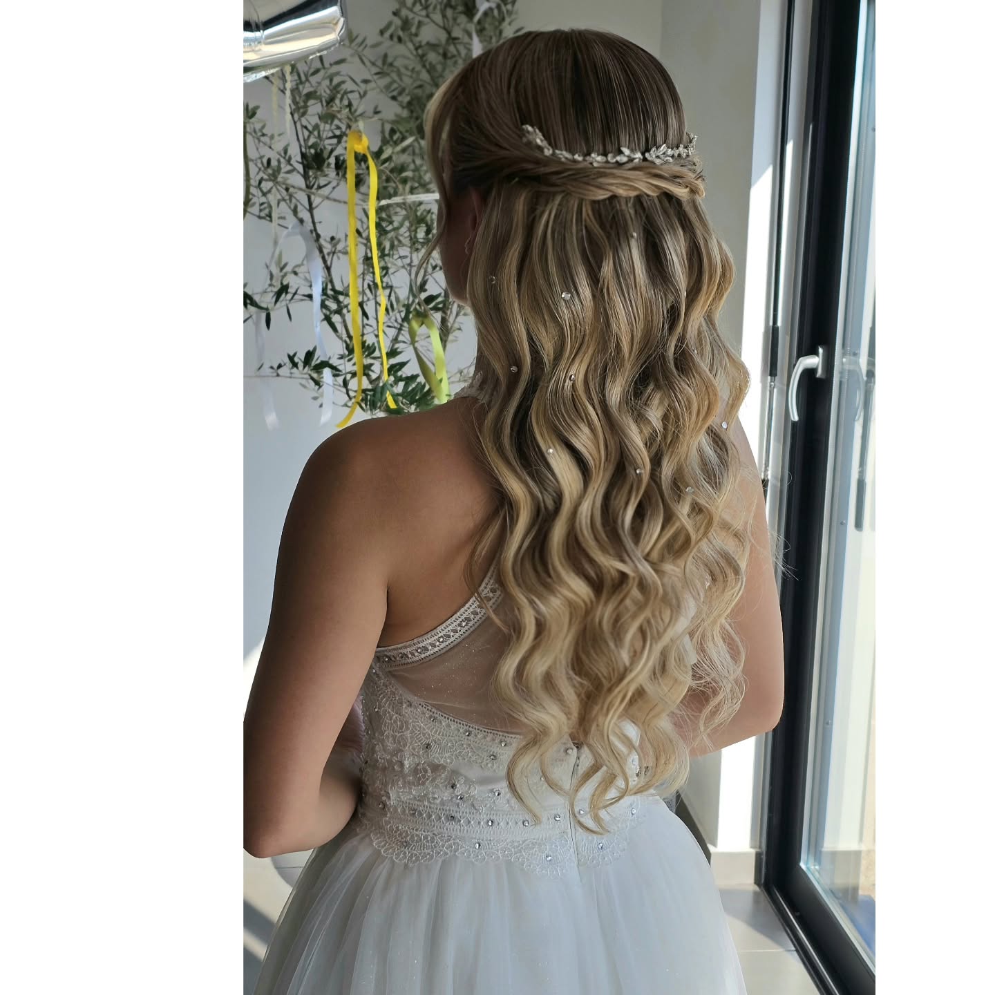 Enchanting Braided Crown with Cascading Curls