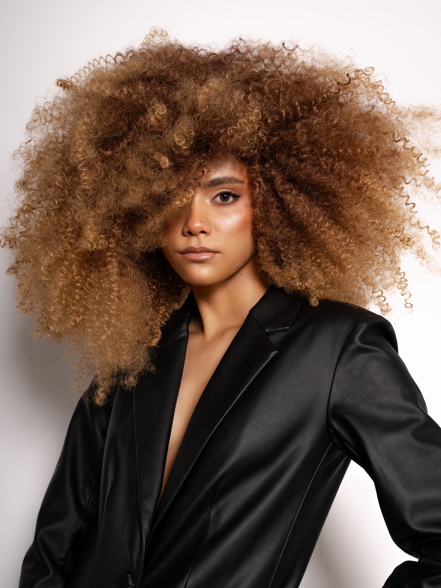 Expansive Golden Curly Halo with Undercut