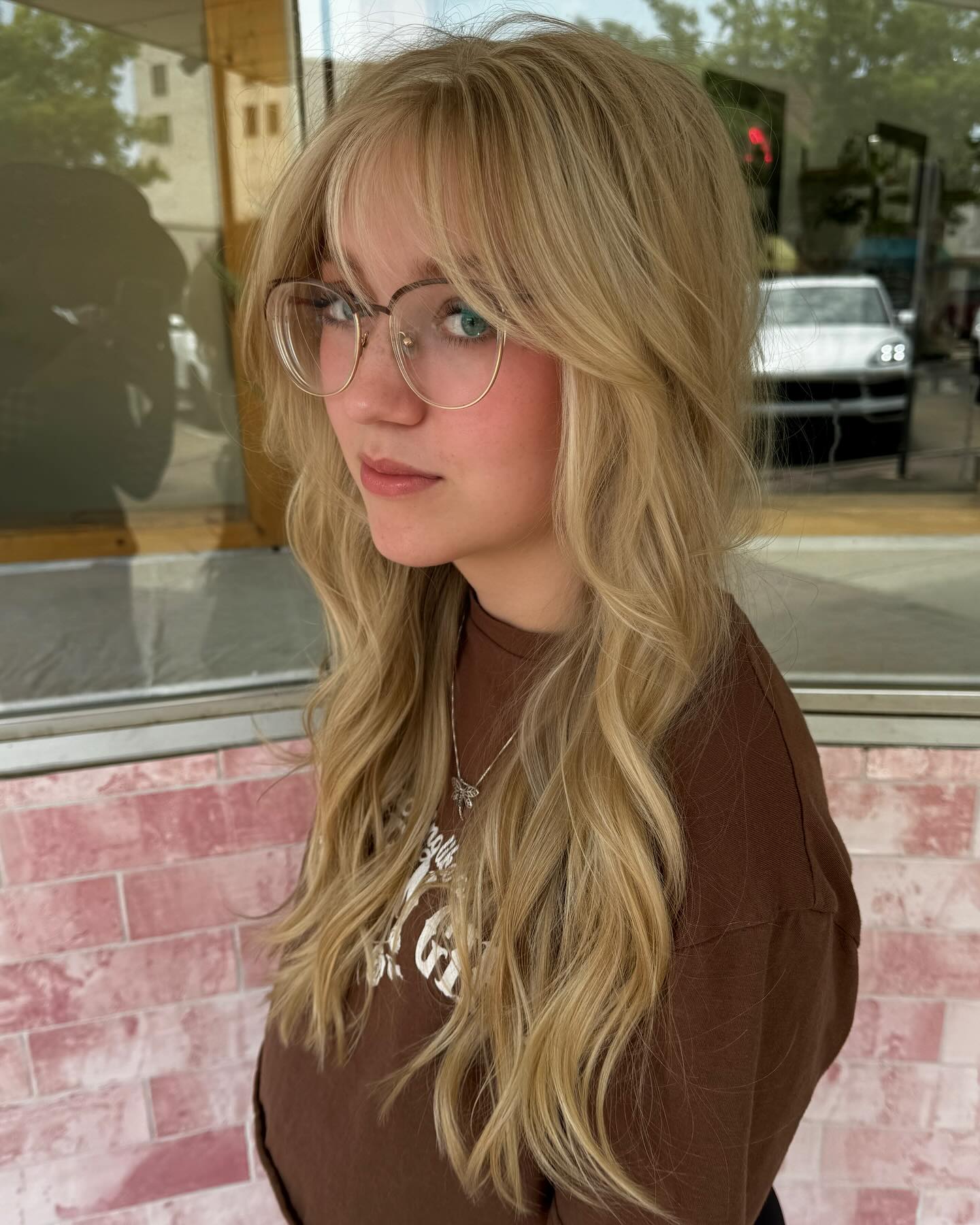 Flowing Golden Waves with Wispy Fringe