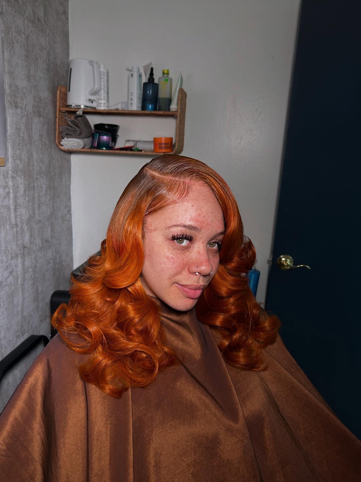 Luminous Copper Waves with Vintage Glamour