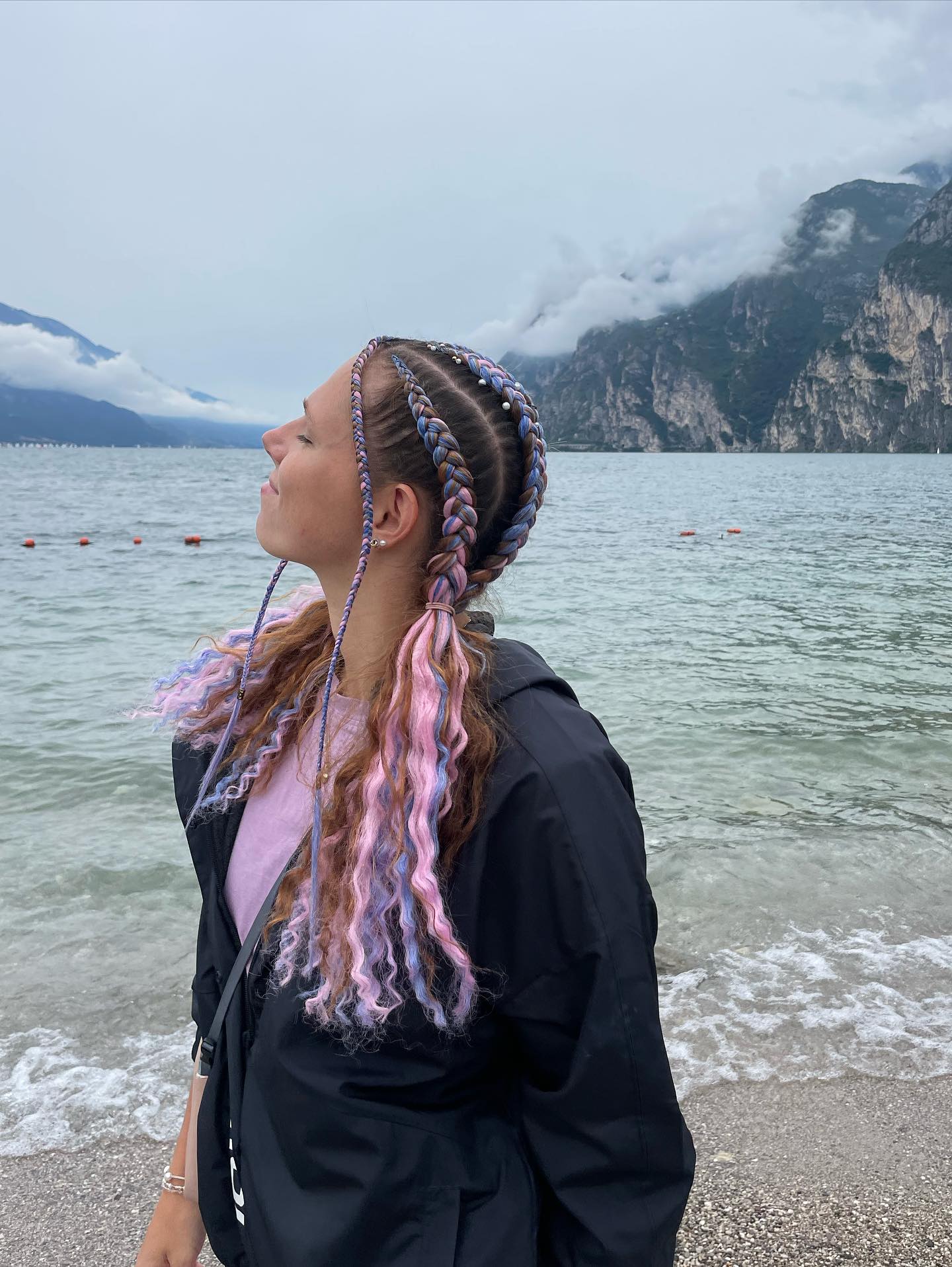 Mountain-Lake Inspired Braided Pigtails with Pastel Accents