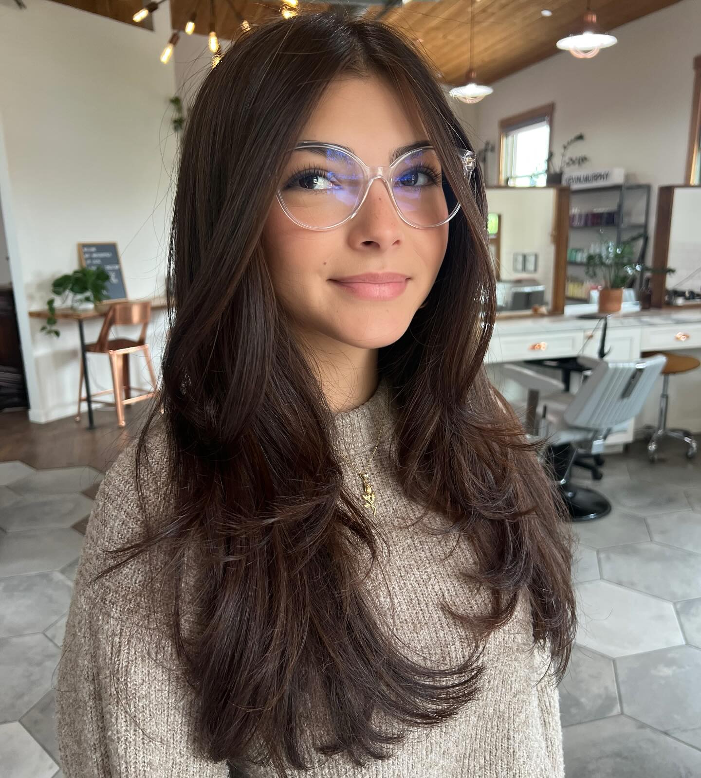 Polished Cinnamon Tresses with Soft Waves