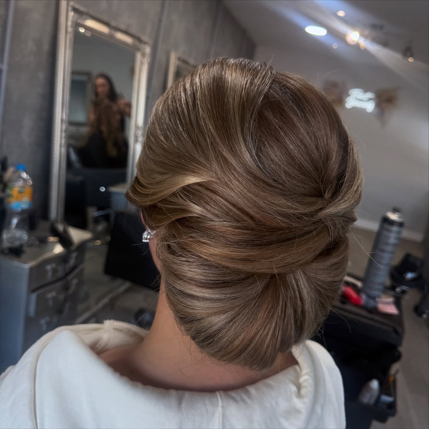 Polished Golden Blonde Swept-Up Chignon