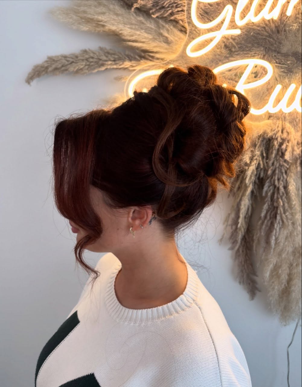 Rustic Auburn Elegance with Textured Bun