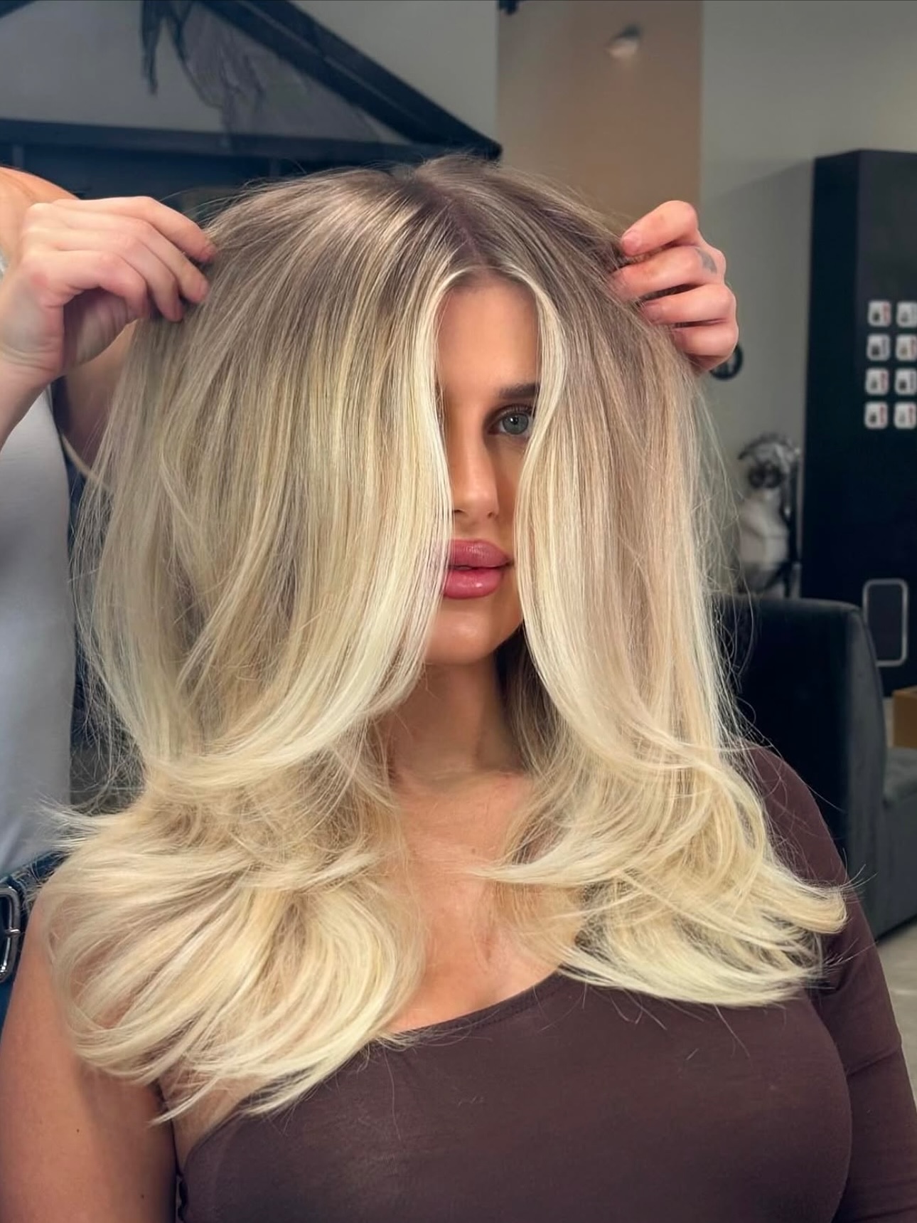 Silky Silver Blonde Curtain Banged Style