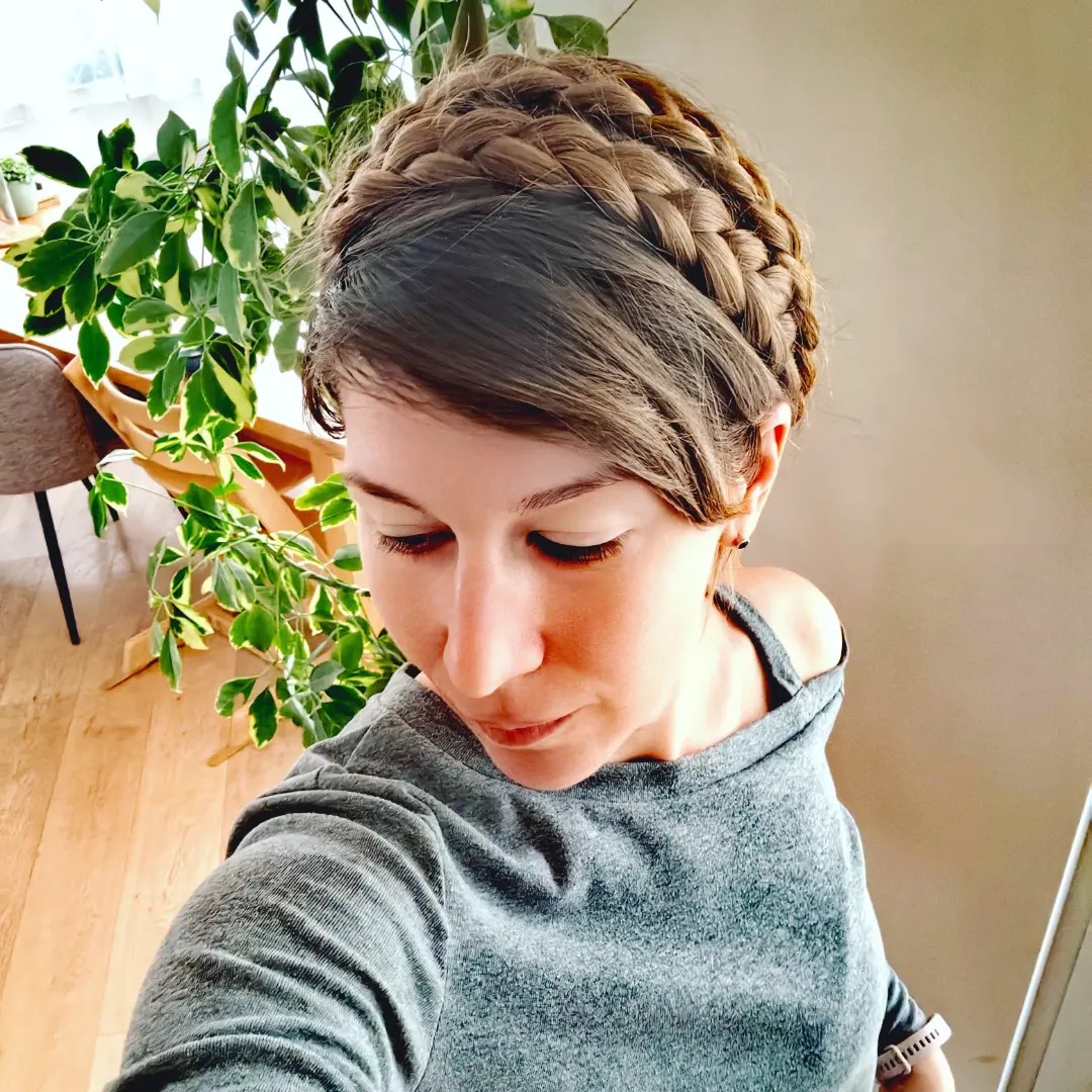 Sleek Crown Braid for Damp Weather