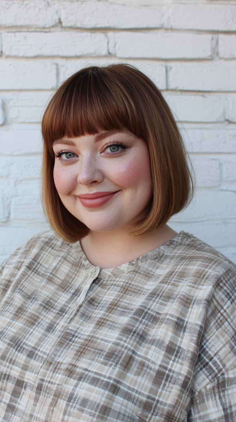 Sleek Rounded Bob with Soft Fringe