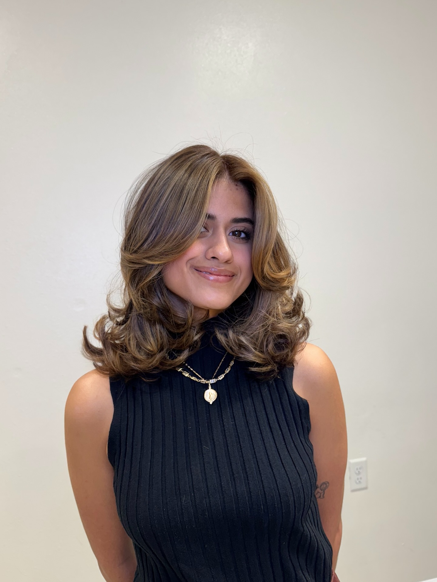 Soft Layered Curls with Highlights