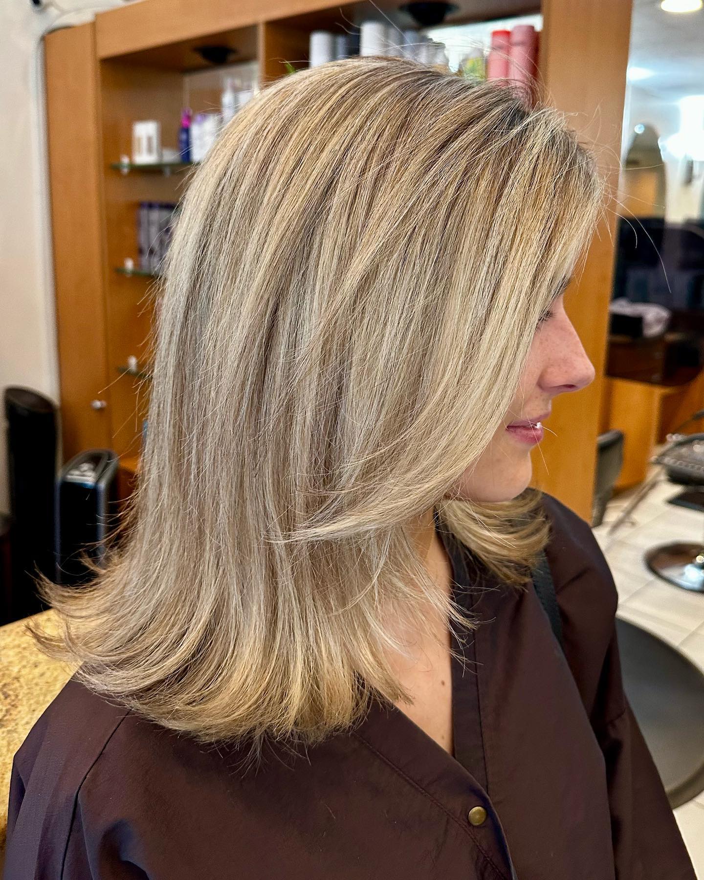 Softly Textured Mid-Length Cut with Subtle Balayage