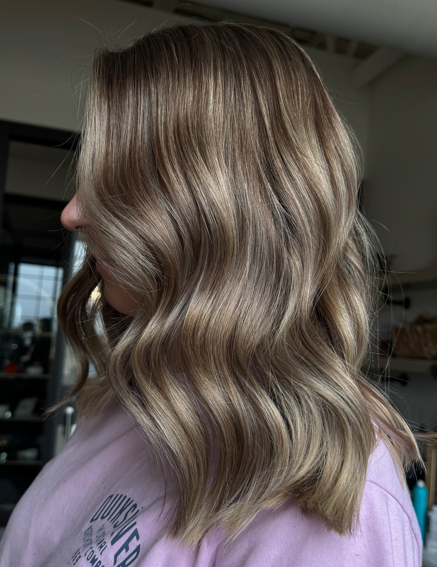 Textured Bronde Waves with Subtle Balayage