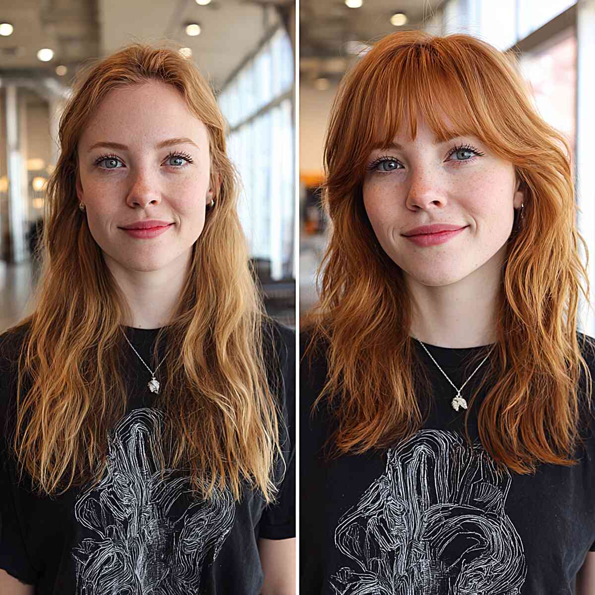 Textured Medium-Length Cut with Soft Bangs