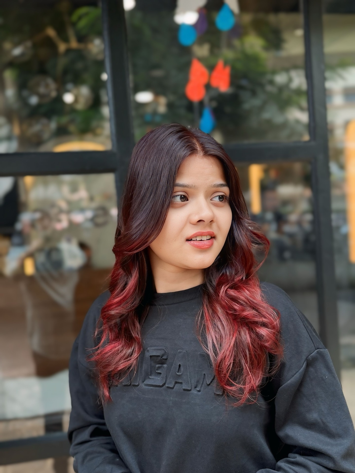 Bold Burgundy Ombré with Soft Red Highlights