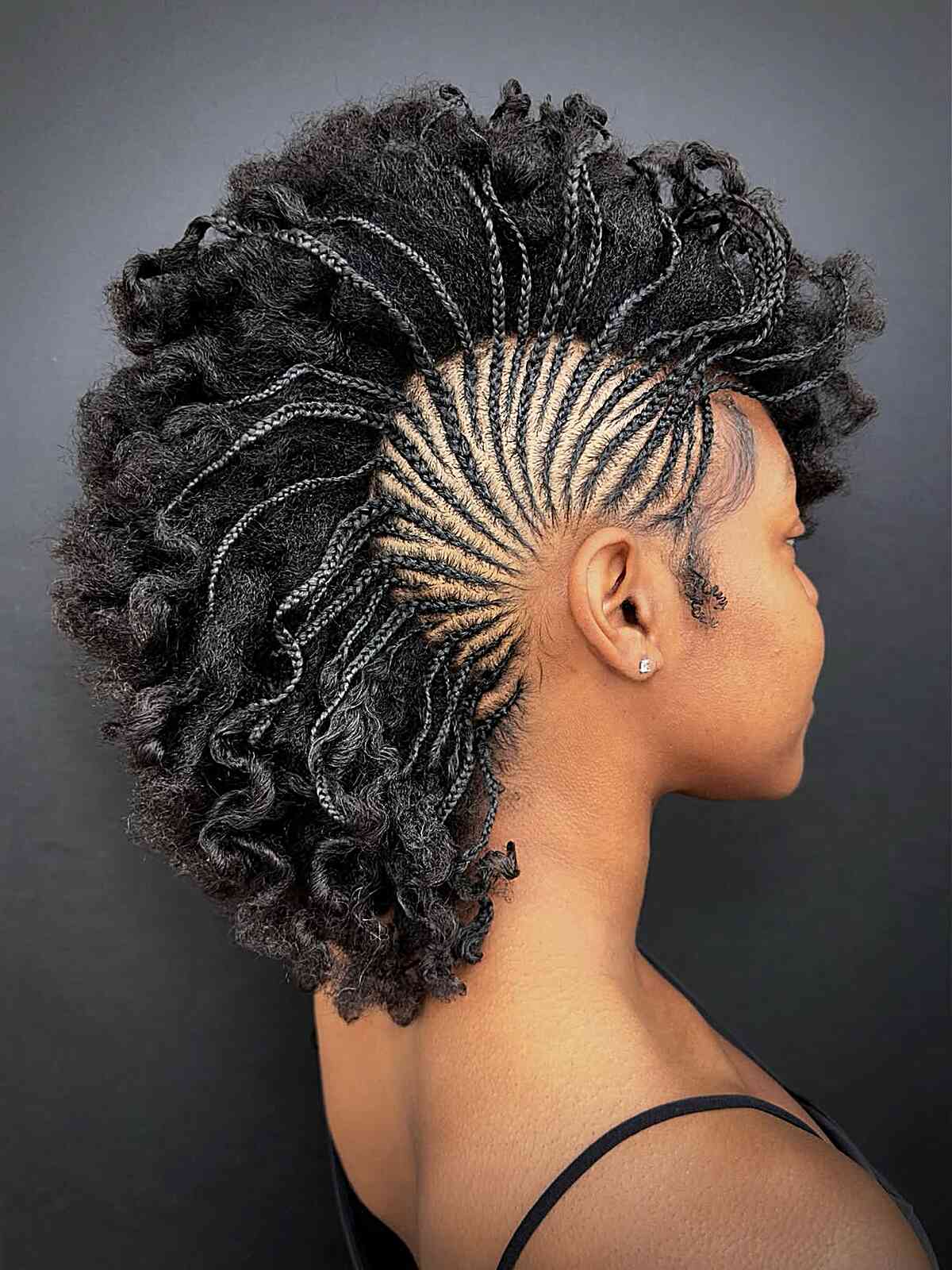 Bold Mohawk Braids with Curly Texture