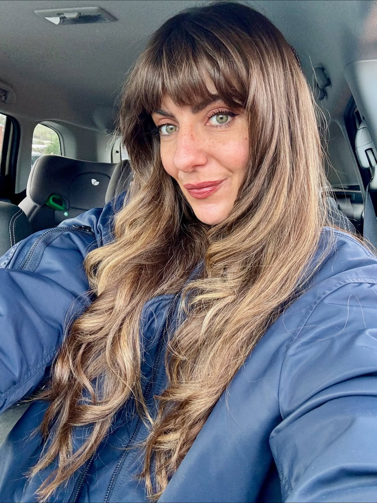 Brunette Beach Waves with Seamless Bangs
