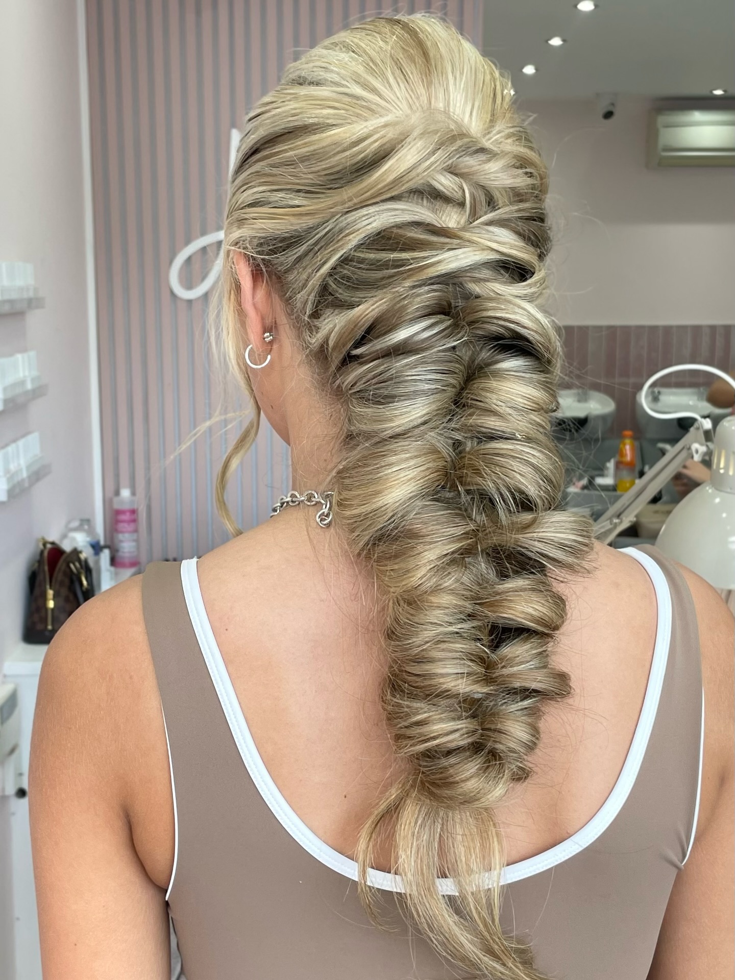 Cascading Balayage Fishtail Braid