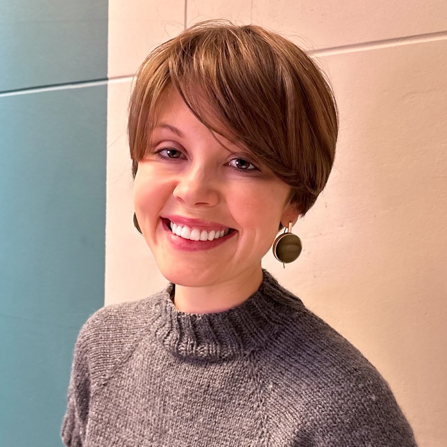 Charming Chestnut Pixie with Asymmetrical Sweep