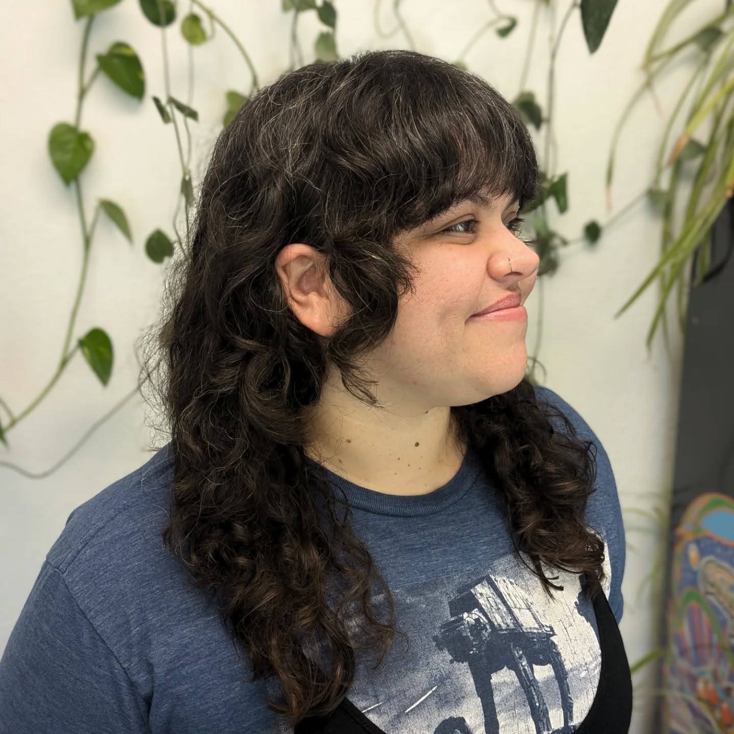 Charming Curly Shag with Soft Bangs