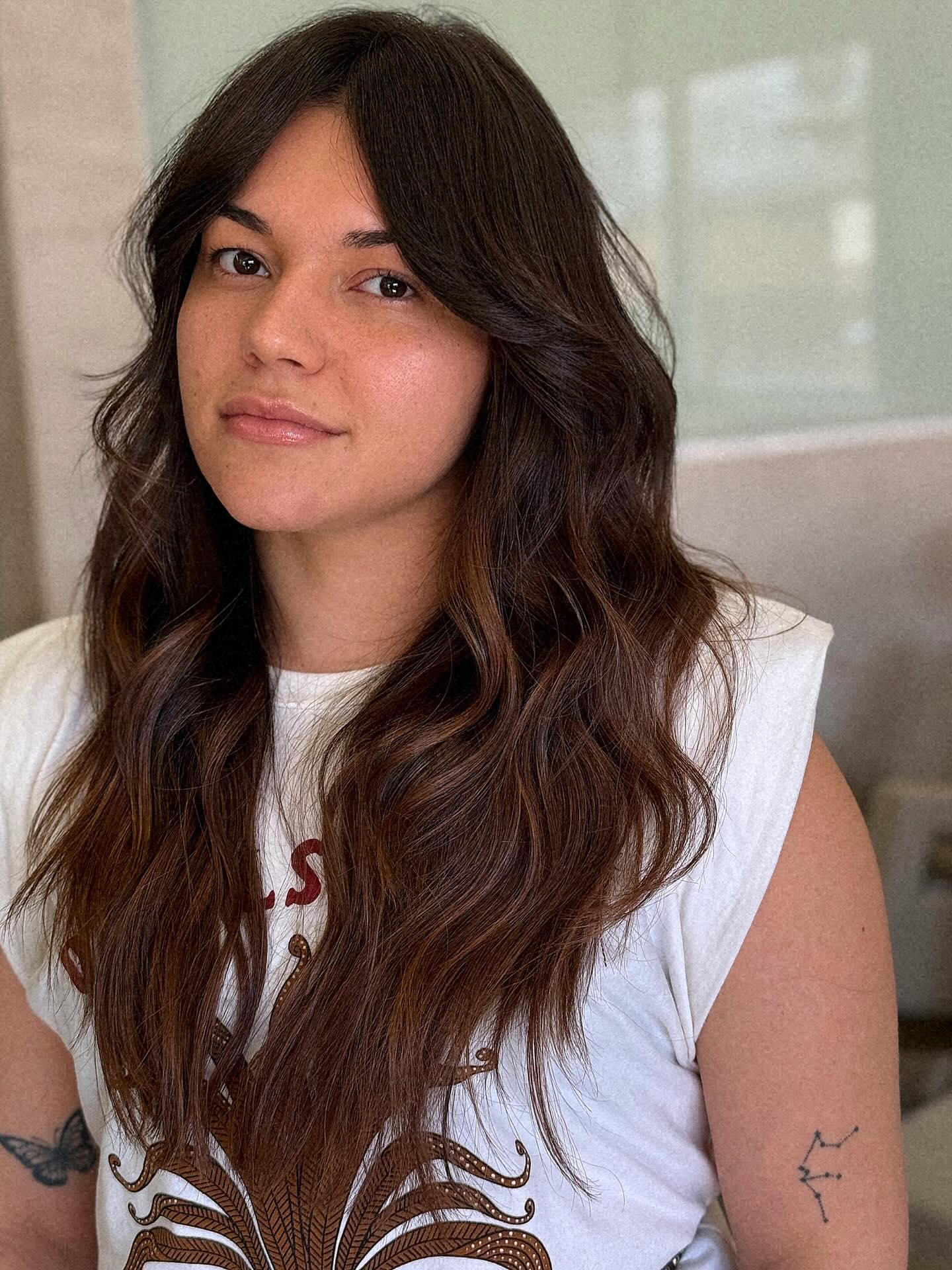 Chestnut Waves with Seamless Fringe
