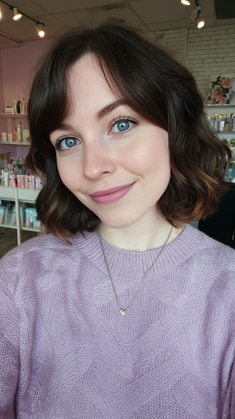 Chic Curly Bob with Soft Curtain Bangs