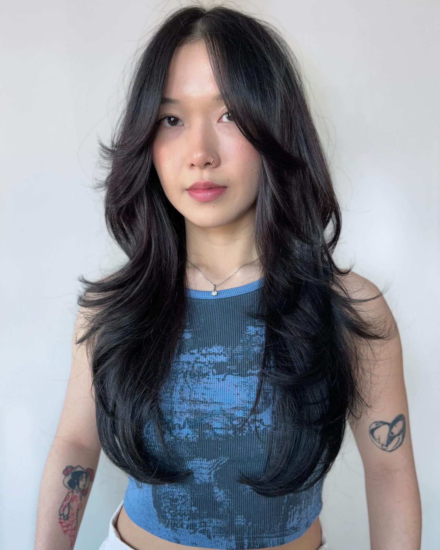 Chic Long Wolf Cut with Layered Face-Framing Pieces