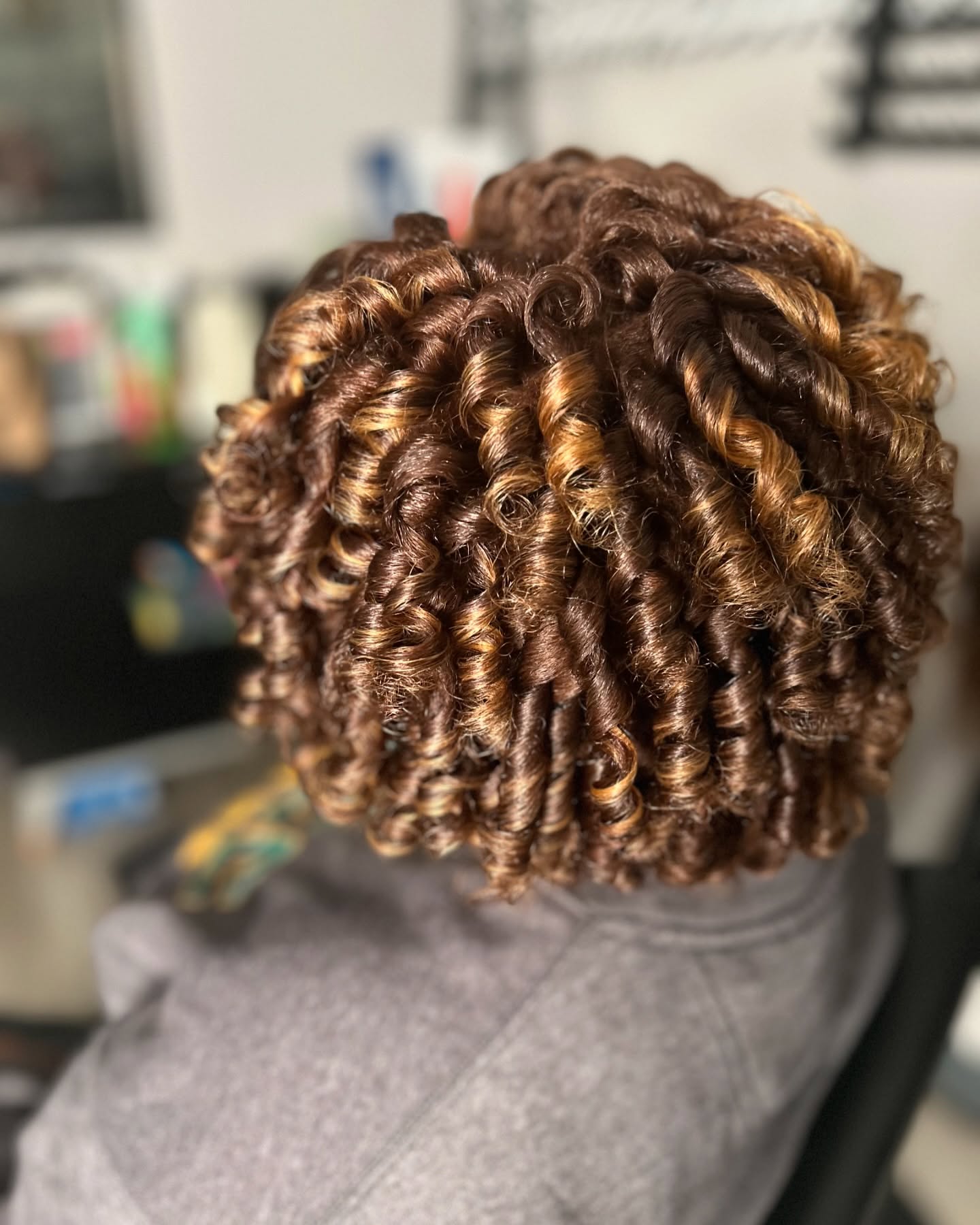Defined Curly Crop with Vibrant Highlights