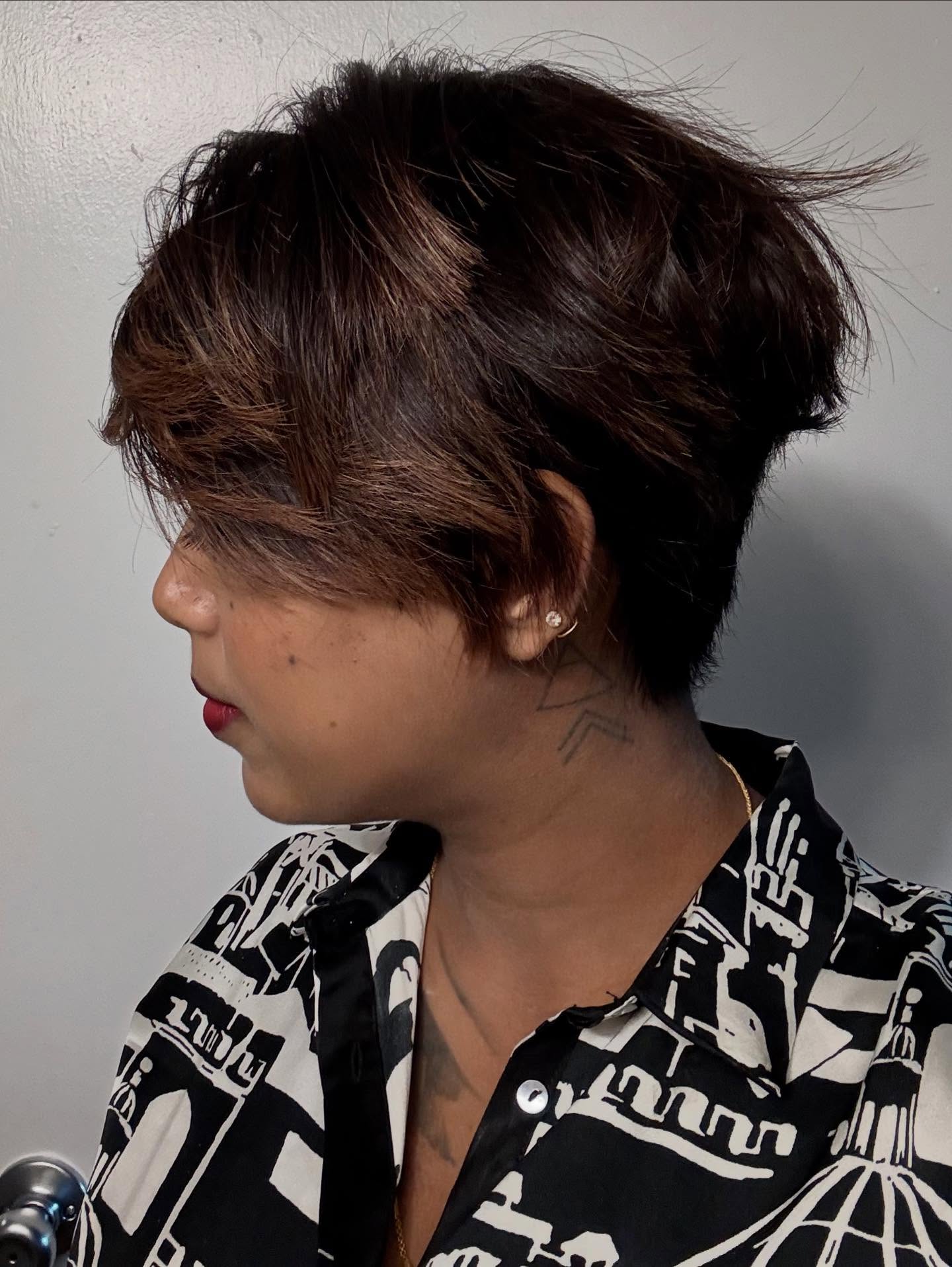 Dynamic Chestnut Textured Top with Razor Cut Edges
