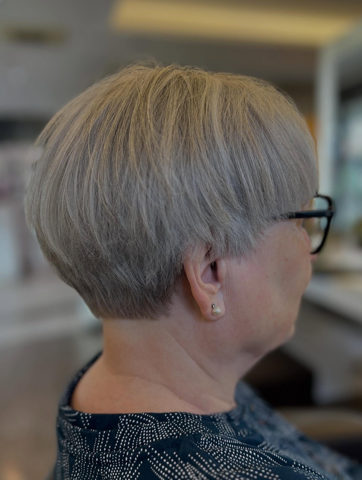 Elegant Silver Feathered Pixie for Mature Women