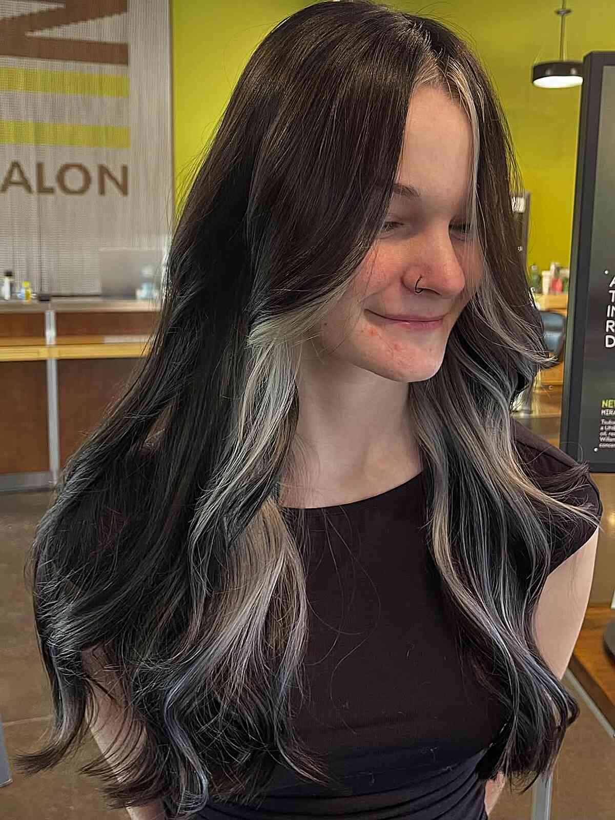 Long Layered Brunette Hair with Balayage Highlights