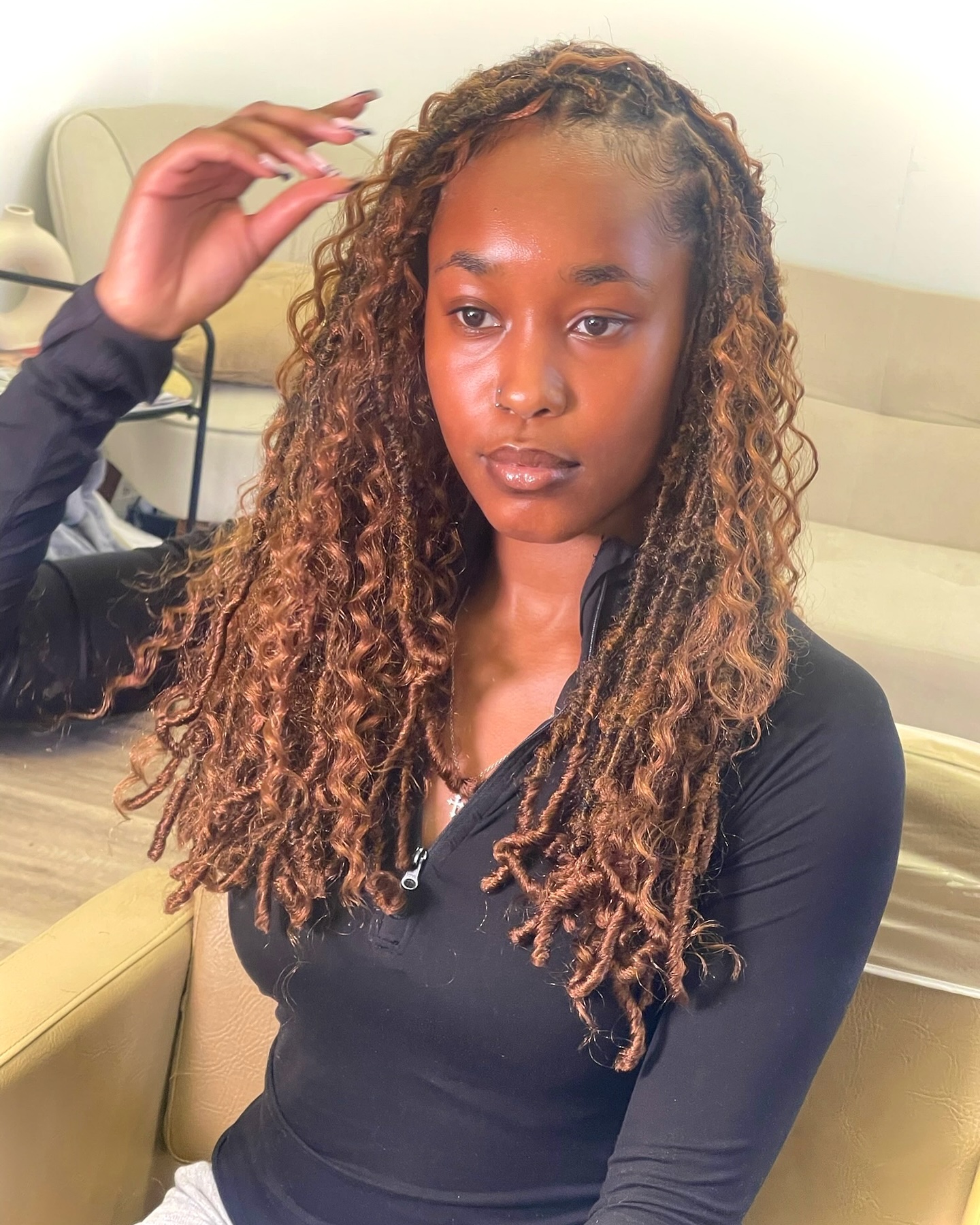 Long Layered Curly Hairstyle with Ombre Highlights