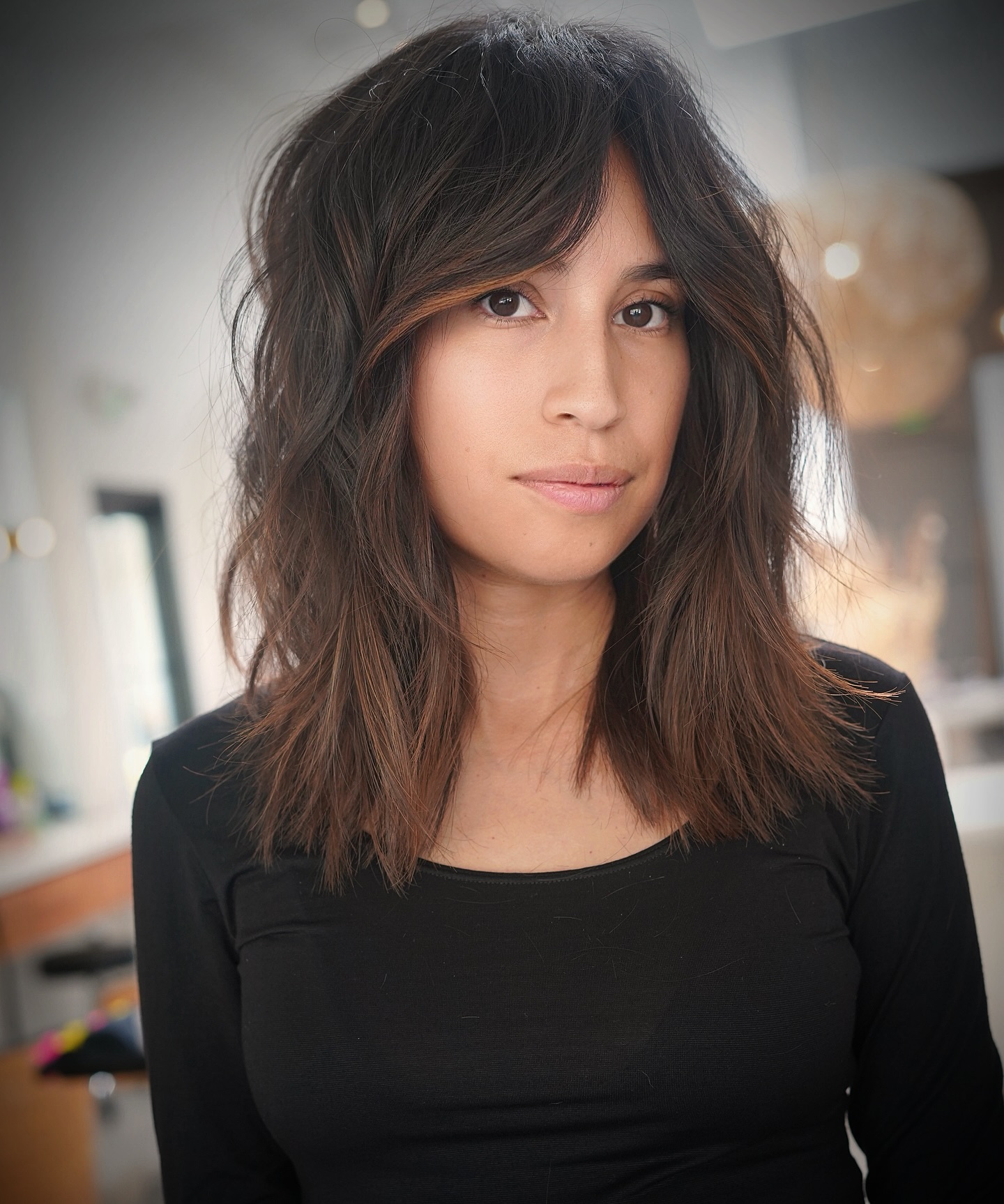 Mocha-Toned Cascade with Soft Fringing