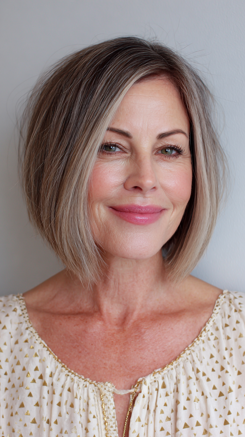 Modern Textured Gray Bob with Subtle Highlights