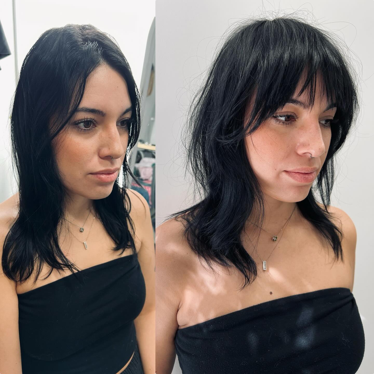 Modern Textured Mid-Length Cut with Soft Bangs