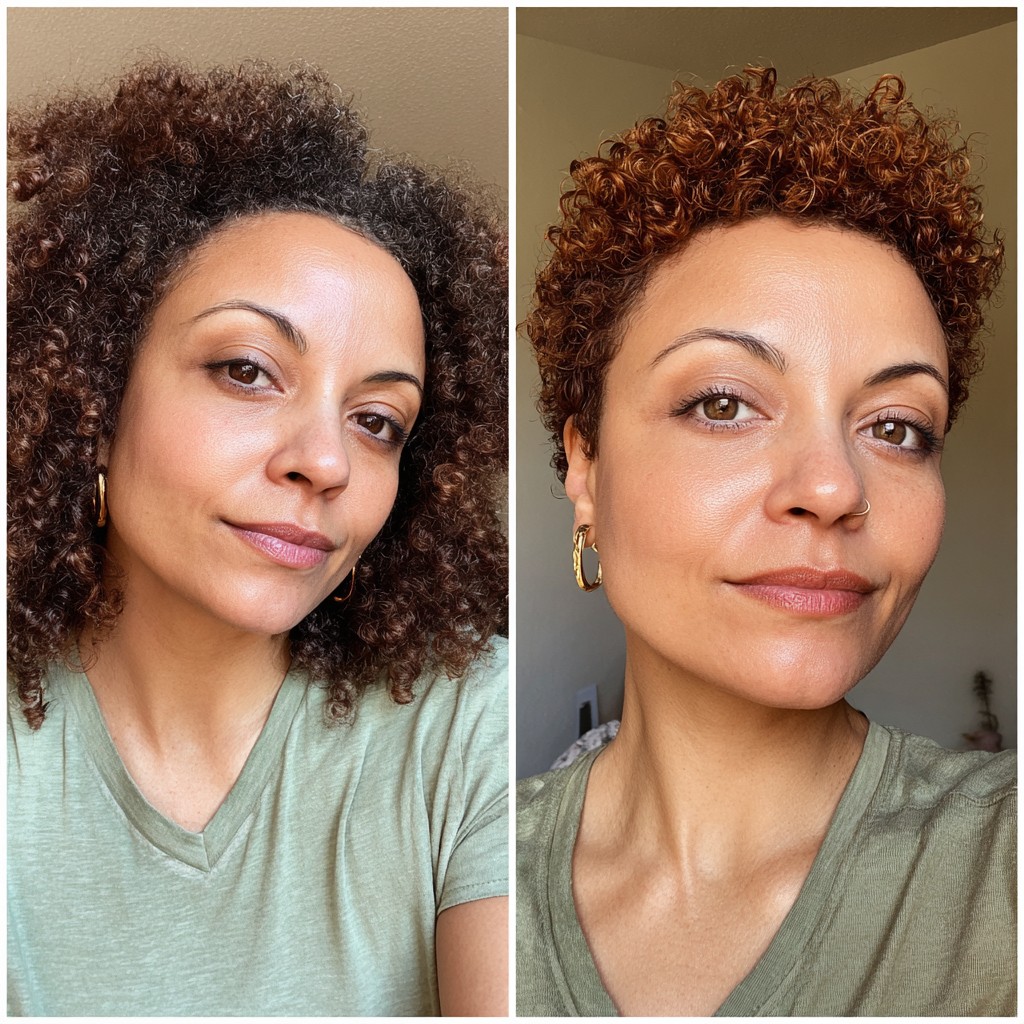 Rich Copper Toned Tight Curls Transformation