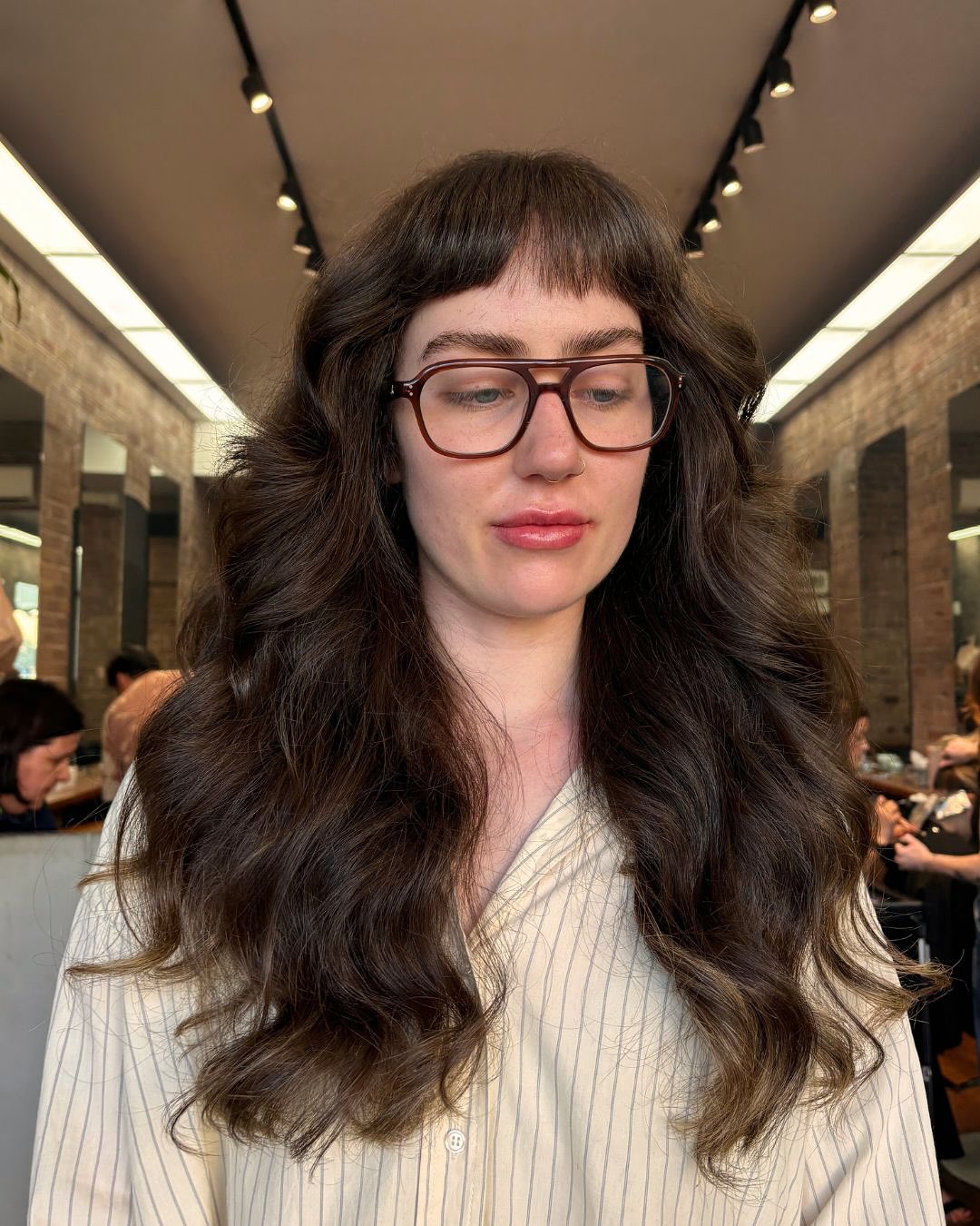 Soft Natural Waves with Curtain Bangs