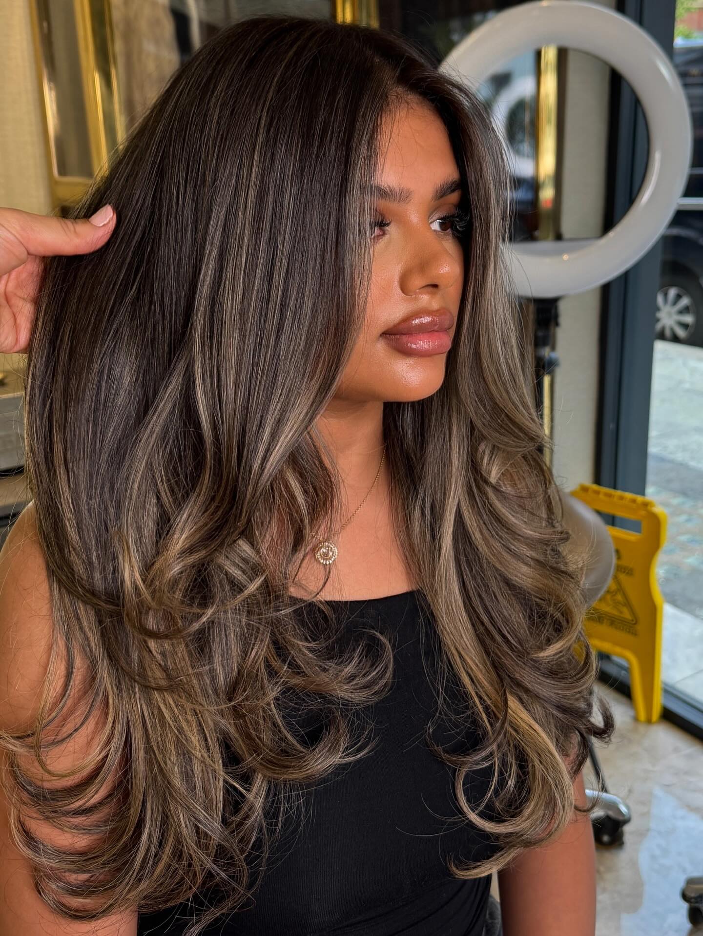 Subtle Ash Balayage with Swooping Layers